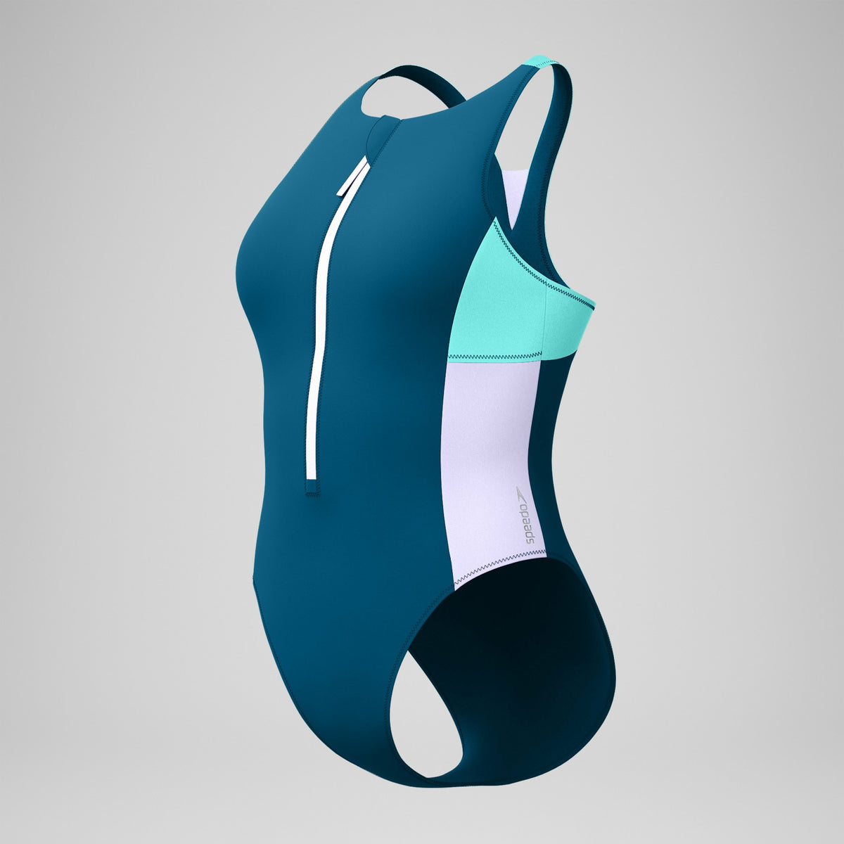 Speedo Zip One Piece Blue/Green