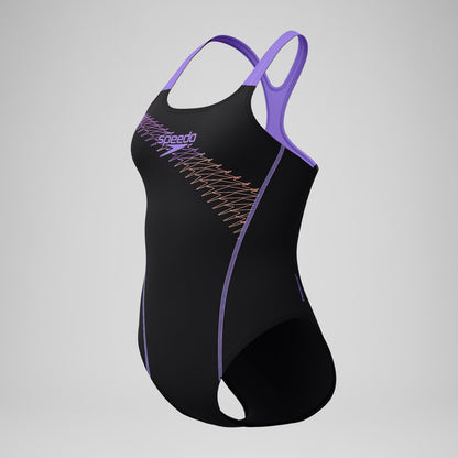 Speedo Medley Logo Swimsuit Black/Peach