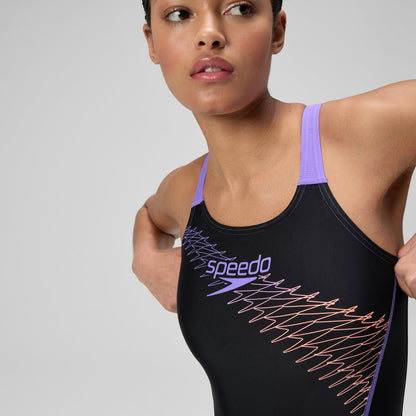 Speedo Medley Logo Swimsuit Black/Peach