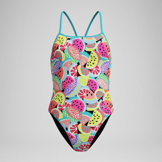 Speedo Club Training Printed Turnback Swimsuit Green