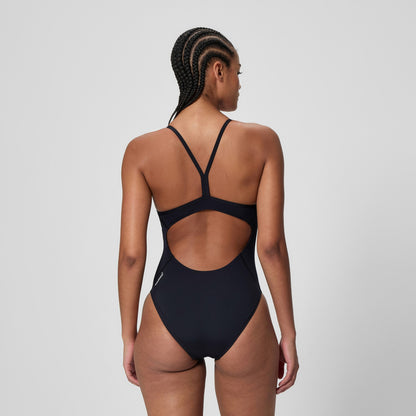 Speedo Endurance+ Logo Thinstrap Swimsuit Black