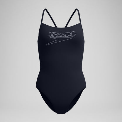 Speedo Endurance+ Logo Thinstrap Swimsuit Black