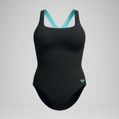 Speedo Racerback Swimsuit Black/Green