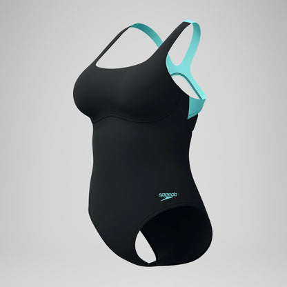 Speedo Racerback Swimsuit Black/Green