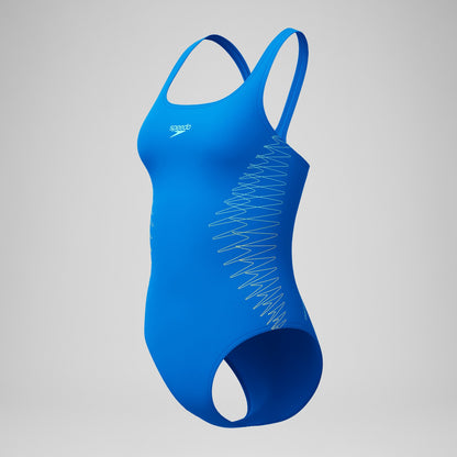 Speedo Placement Muscleback Swimsuit Blue
