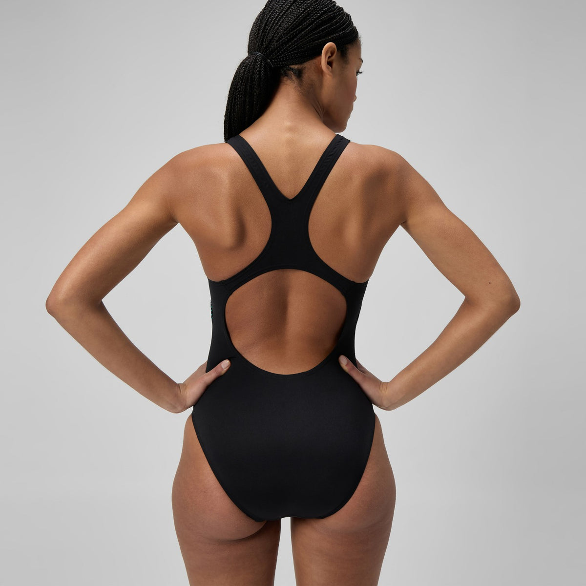 Speedo Medalist Printed Swimsuit Black/Green