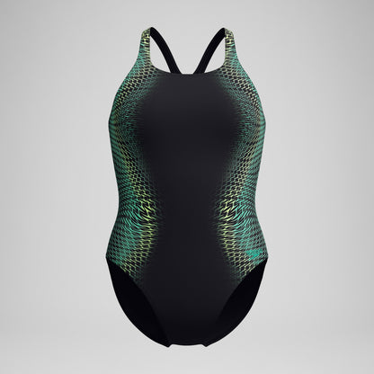 Speedo Medalist Printed Swimsuit Black/Green