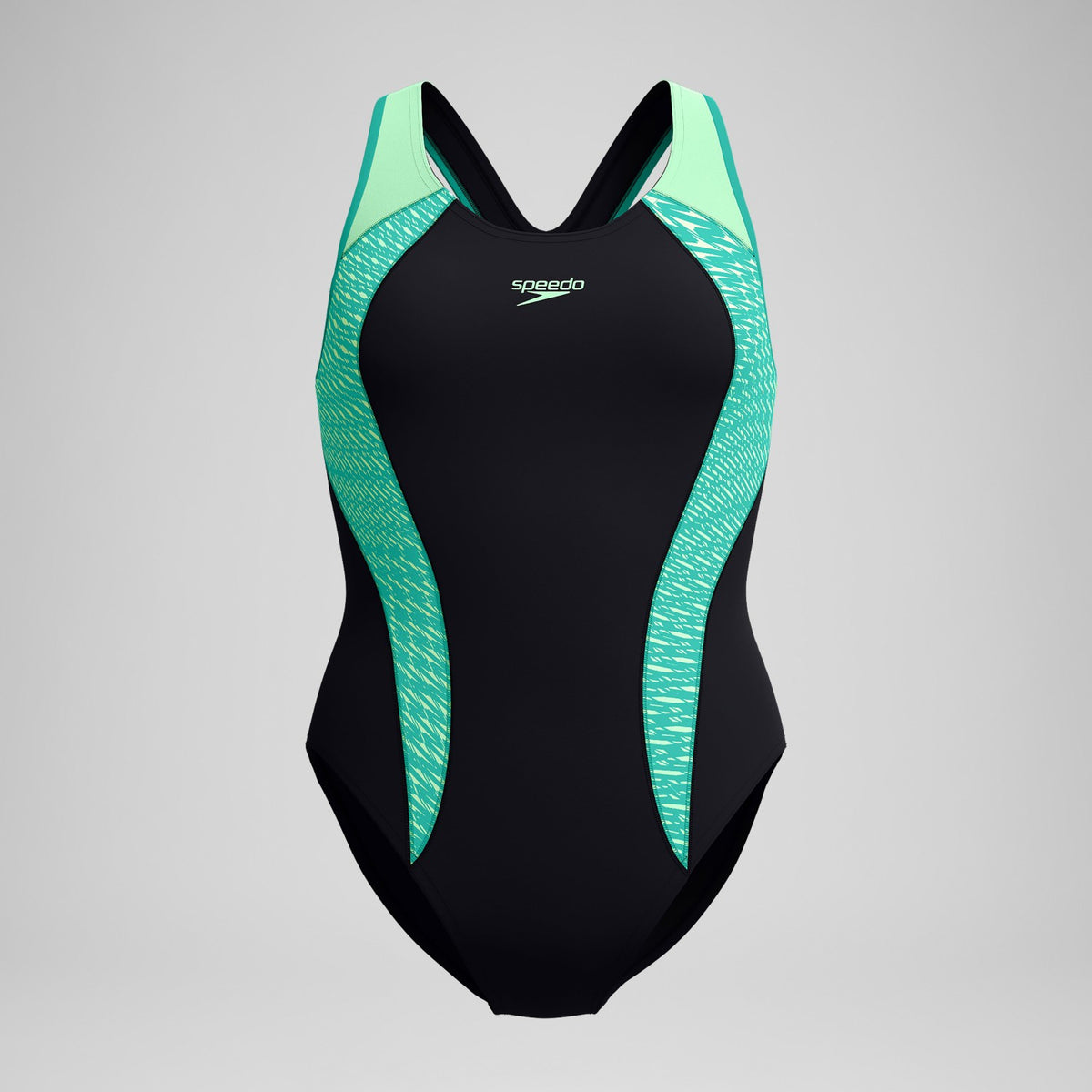 Speedo Placement Laneback Swimsuit Black/Turquoise