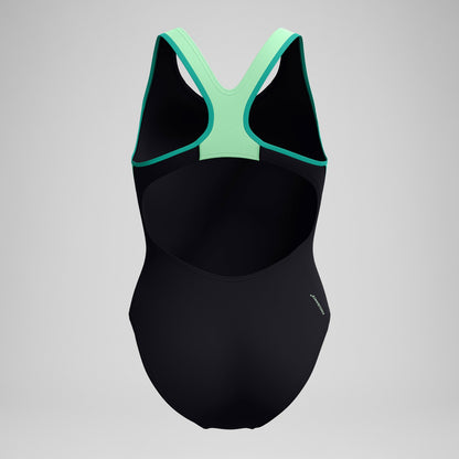 Speedo Placement Laneback Swimsuit Black/Turquoise