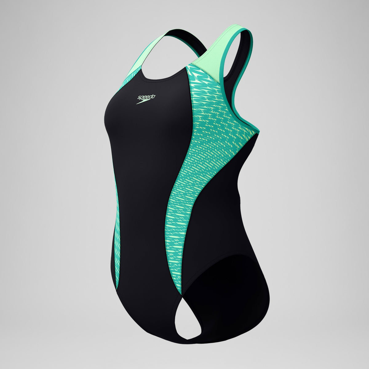 Speedo Placement Laneback Swimsuit Black/Turquoise
