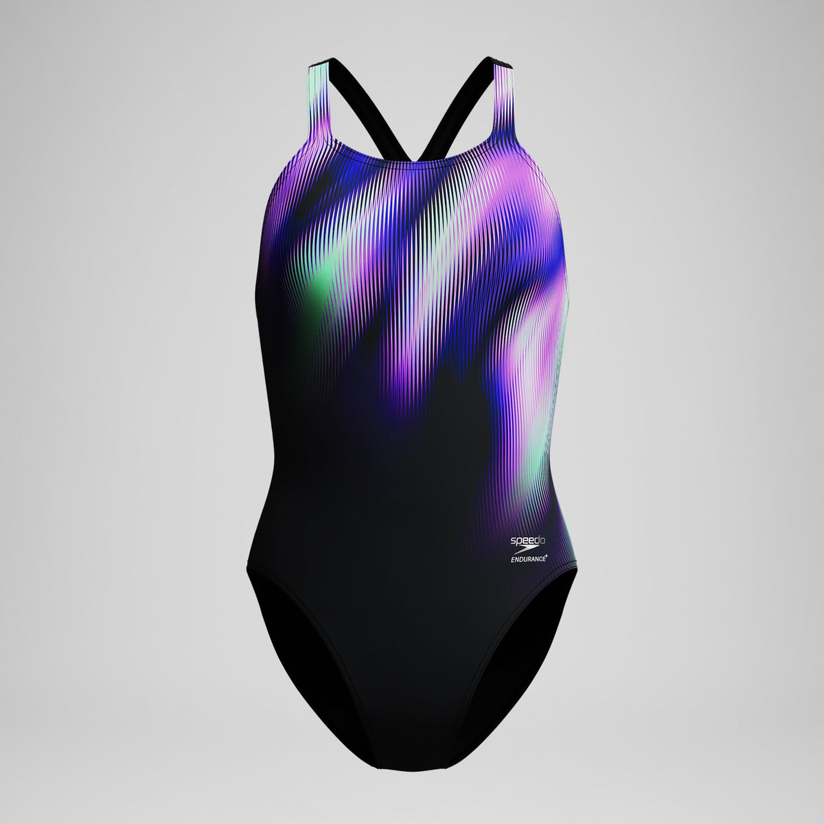 Speedo Club Training Printed Powerback Swimsuit Black/Purple