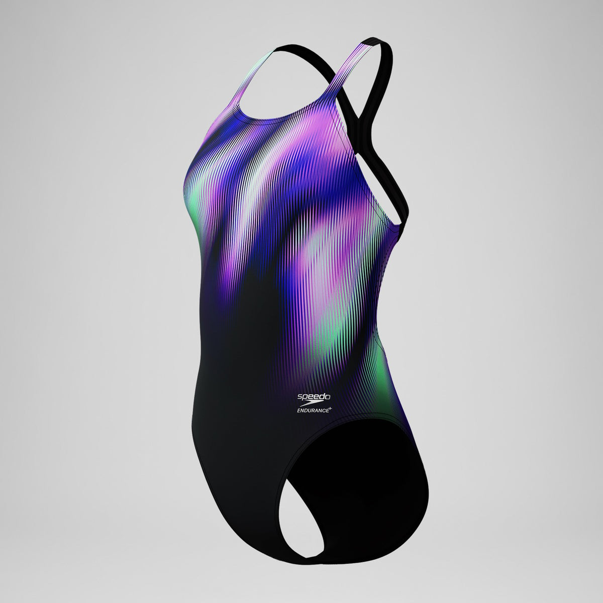 Speedo Club Training Printed Powerback Swimsuit Black/Purple