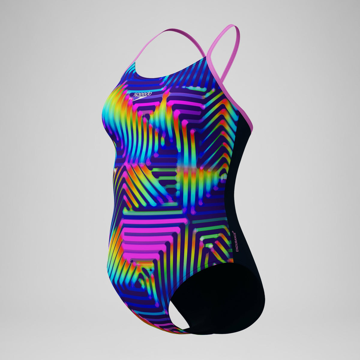 Speedo Club Training Printed Fixed Crossback Swimsuit Navy/Green