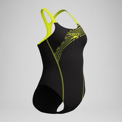 Speedo Medley Logo Swimsuit Black/Yellow