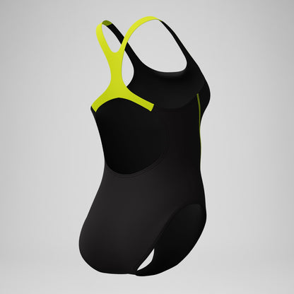Speedo Medley Logo Swimsuit Black/Yellow