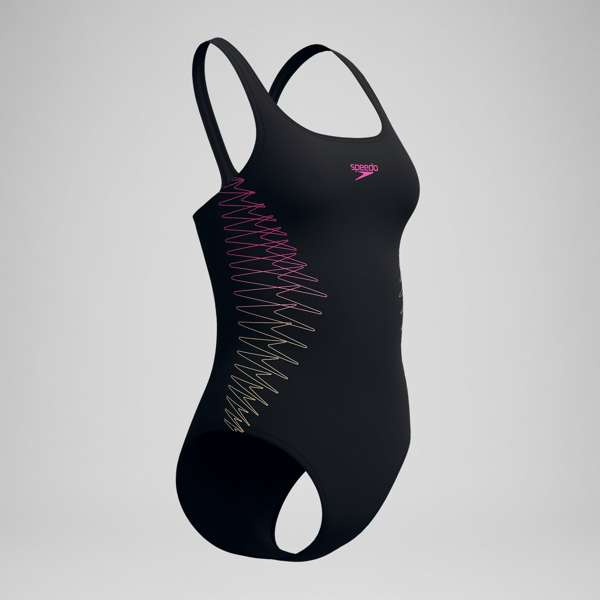 Speedo Placement Muscleback Swimsuit Black/Orange