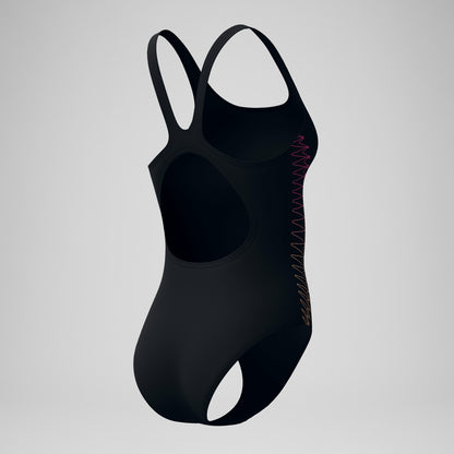 Speedo Placement Muscleback Swimsuit Black/Orange