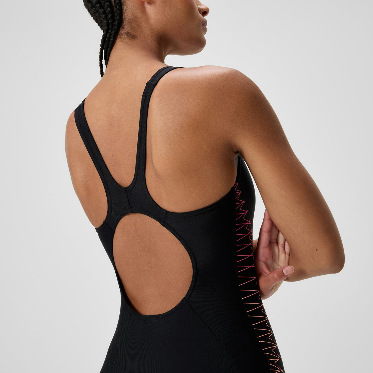Speedo Placement Muscleback Swimsuit Black/Orange
