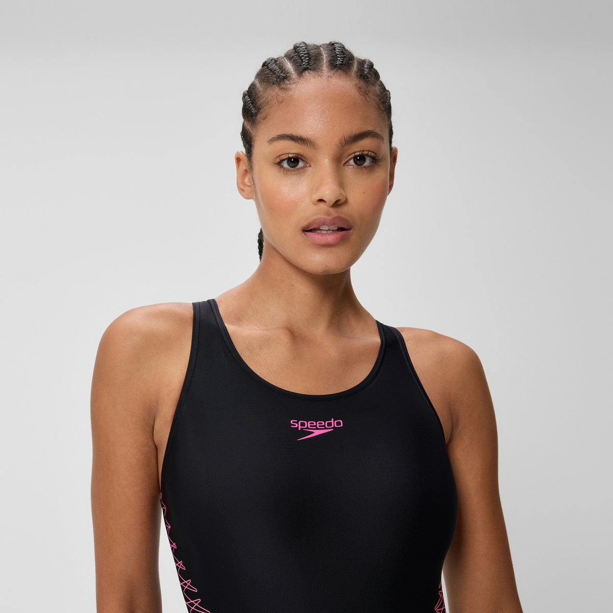 Speedo Placement Muscleback Swimsuit Black/Orange