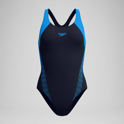 Speedo Placement Laneback Swimsuit Navy/Blue