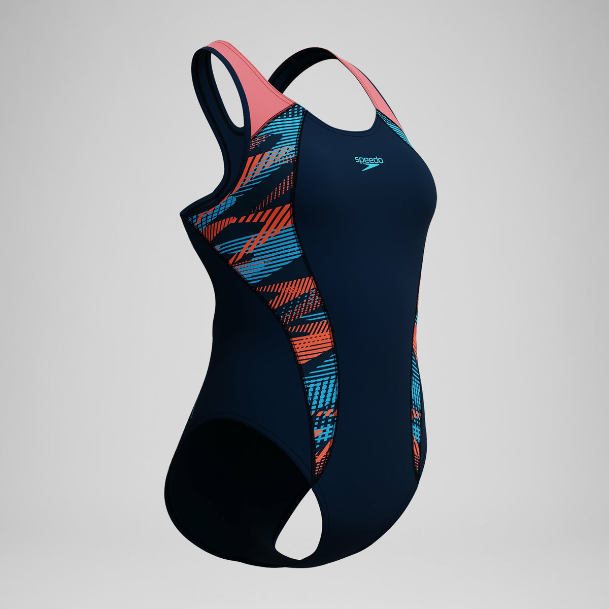 Speedo Placement Swimsuit Navy/Coral