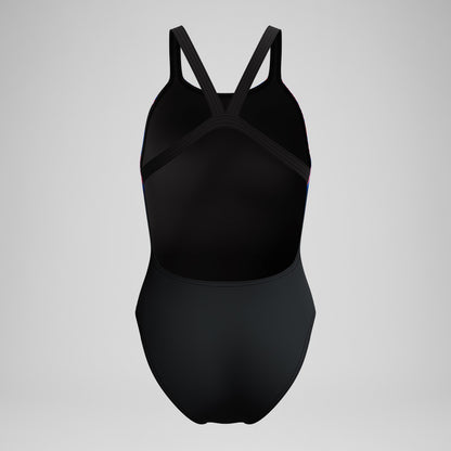 Speedo Club Training Printed Leaderback One Piece Black/Pink