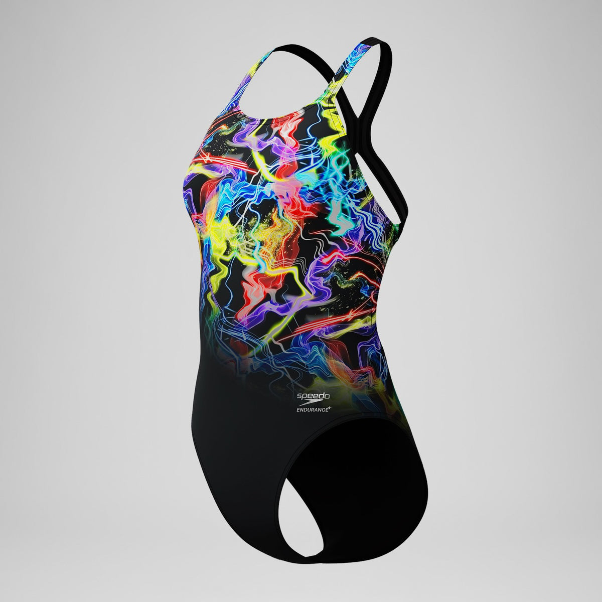 Speedo Club Training Printed Powerback Swimsuit Black