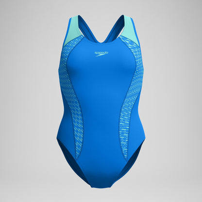 Speedo Placement Laneback Swimsuit Blue
