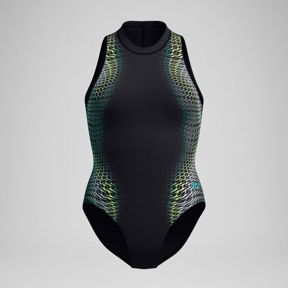 Speedo Printed Hydrasuit Black /Green