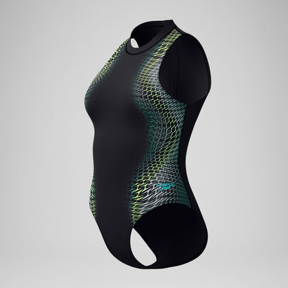 Speedo Printed Hydrasuit Black /Green