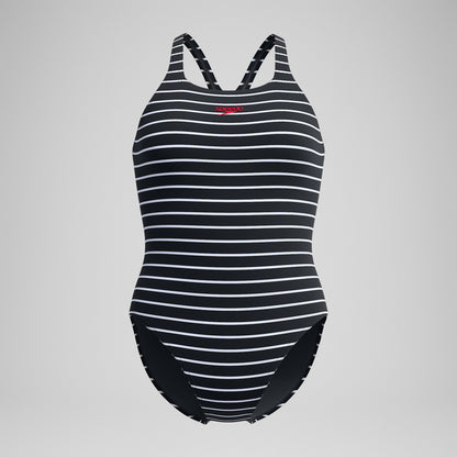 Speedo Endurance+ Printed Medalist Swimsuit Black