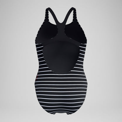 Speedo Endurance+ Printed Medalist Swimsuit Black