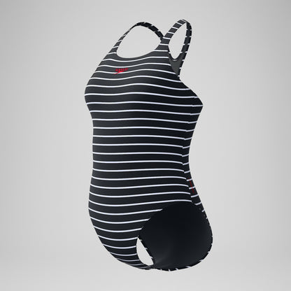 Speedo Endurance+ Printed Medalist Swimsuit Black