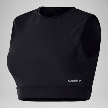 Speedo Mesh Solid Crop Top Black