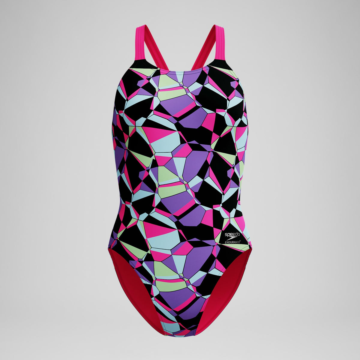 Speedo Club Training Printed Leaderback Swimsuit Black/Pink