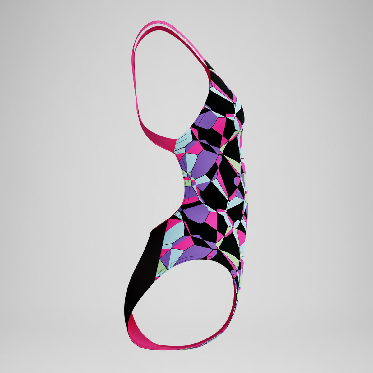 Speedo Club Training Printed Leaderback Swimsuit Black/Pink