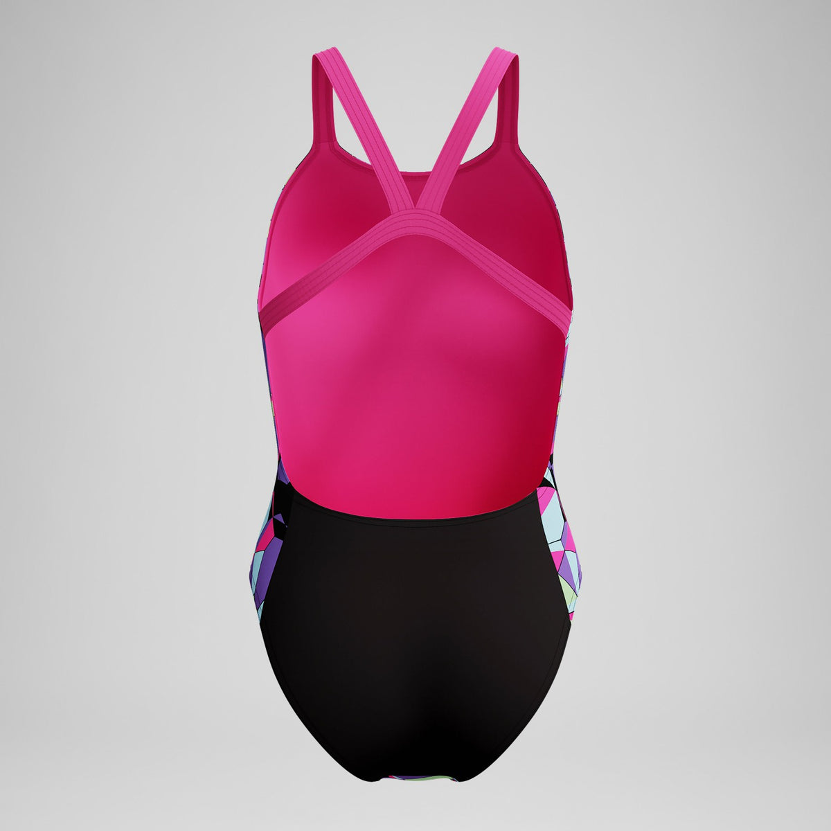 Speedo Club Training Printed Leaderback Swimsuit Black/Pink