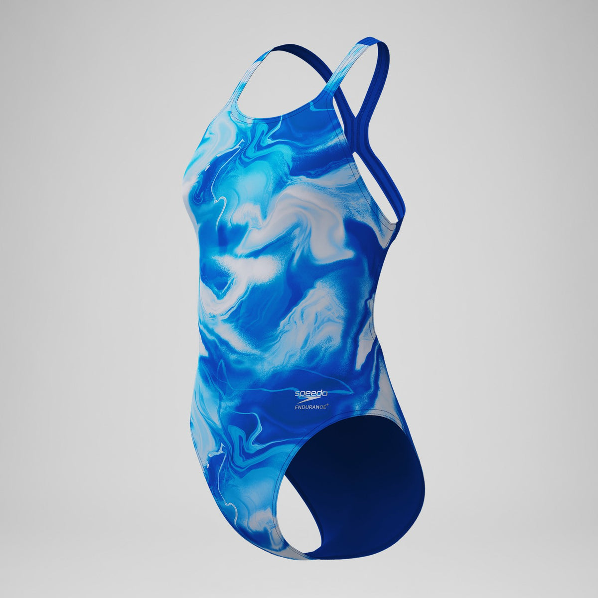 Speedo Club Training Printed Powerback Swimsuit Blue/White