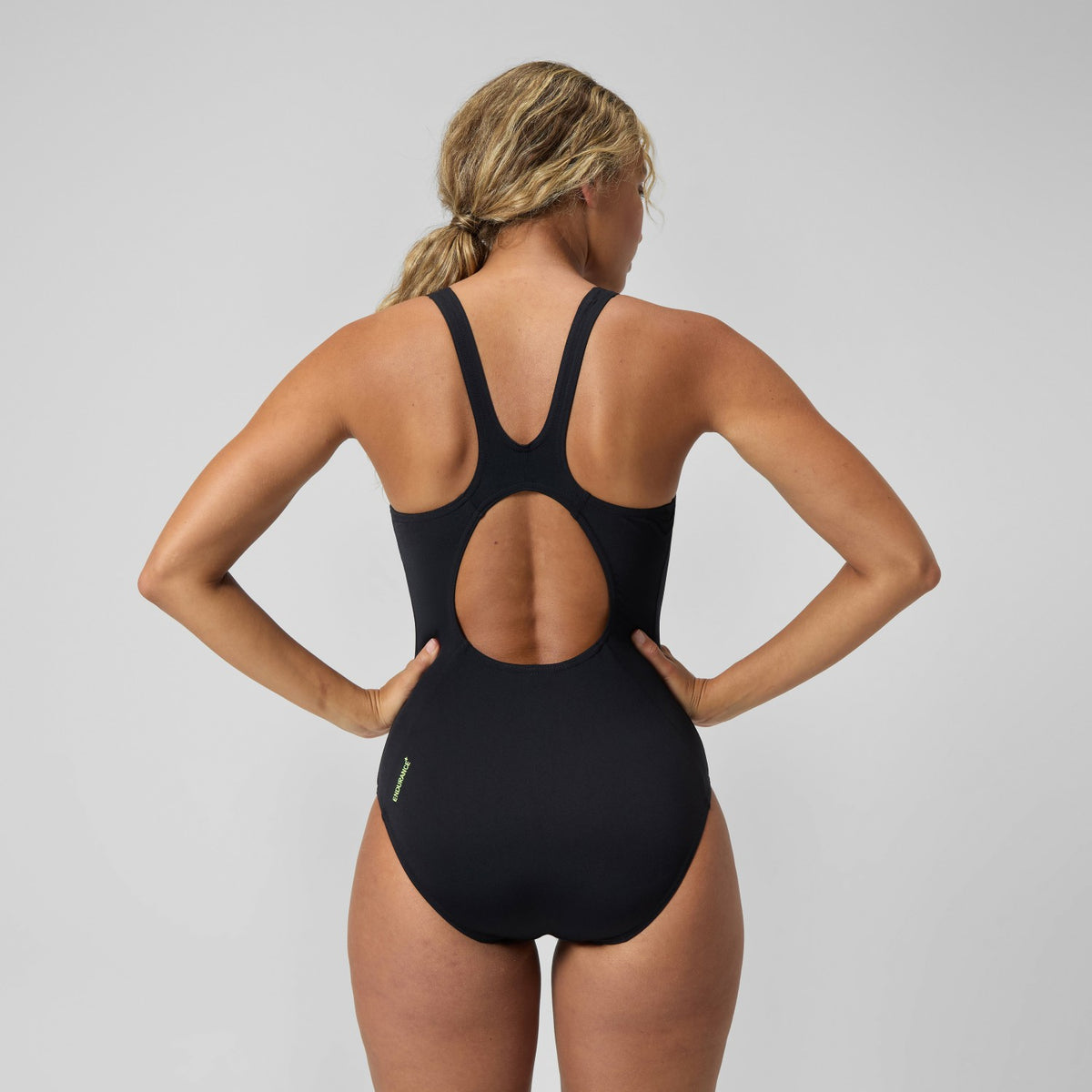 Speedo Placement Muscleback Swimsuit Black/Yellow