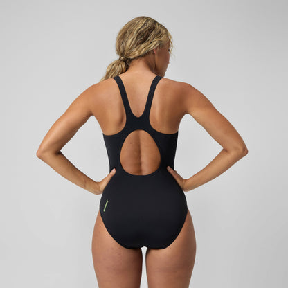 Speedo Placement Muscleback Swimsuit Black/Yellow