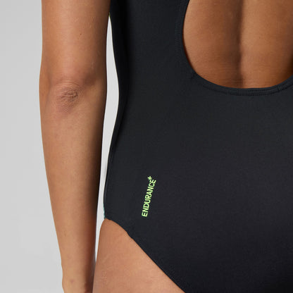 Speedo Placement Muscleback Swimsuit Black/Yellow