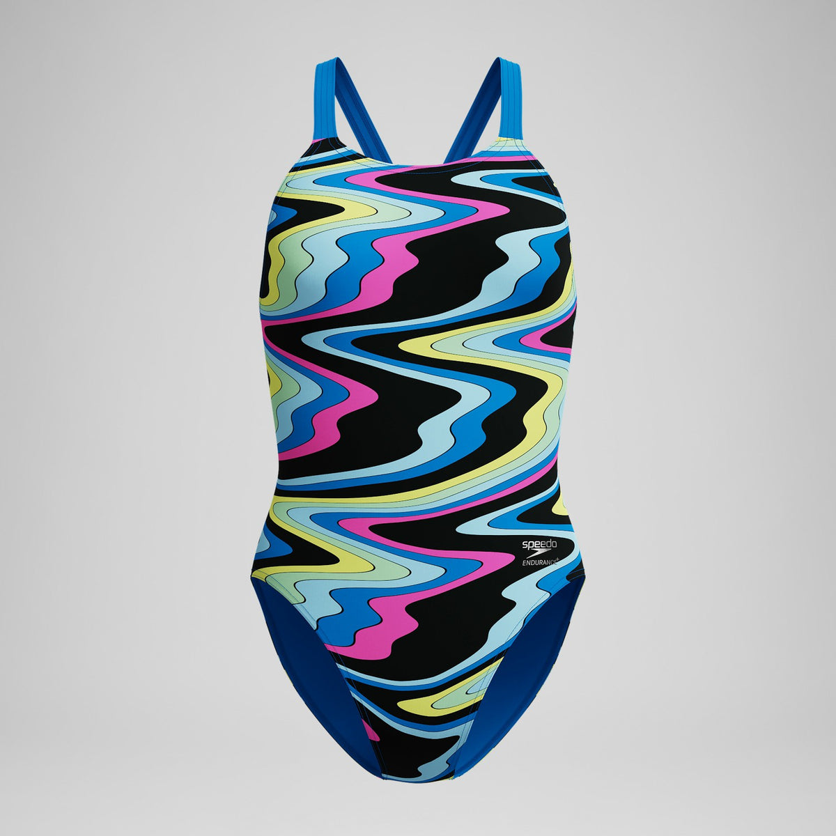 Speedo Club Training Printed Leaderback One Piece Black/Blue