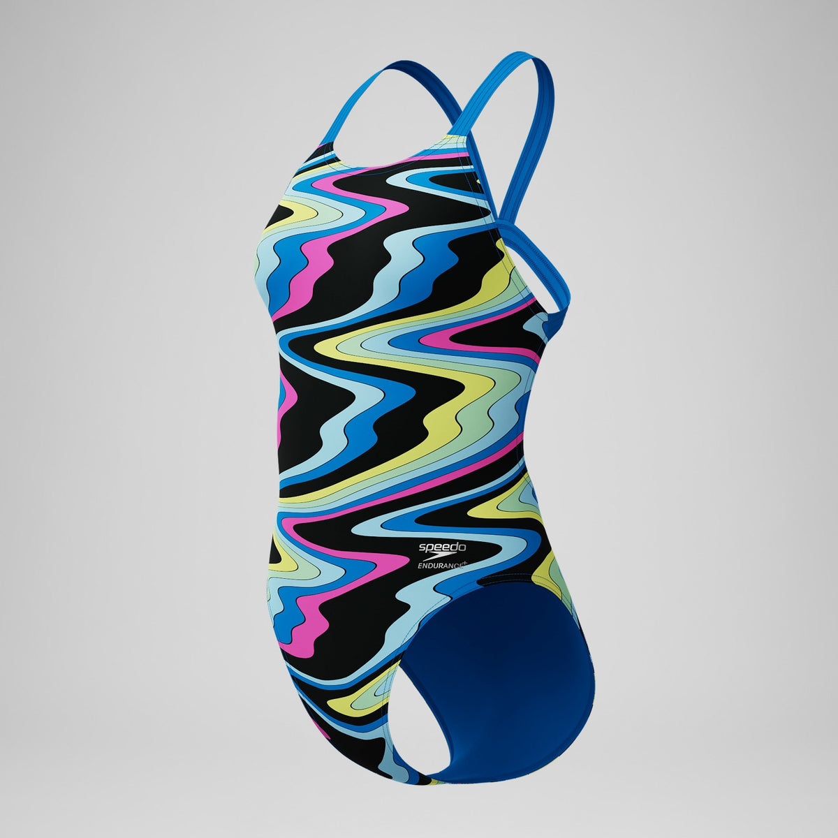Speedo Club Training Printed Leaderback One Piece Black/Blue