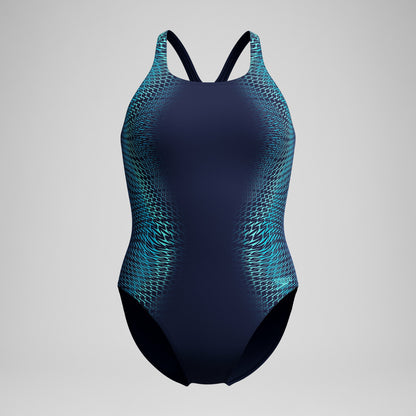 Speedo Medalist Printed Swimsuit Blue