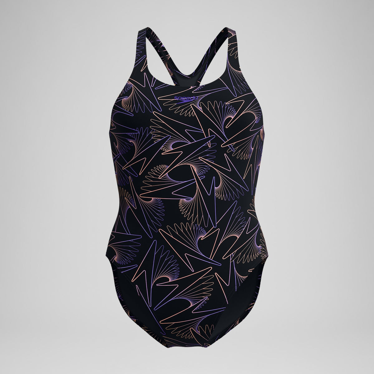 Speedo Hyperboom Medalist Allover Print Swimsuit Black/Peach