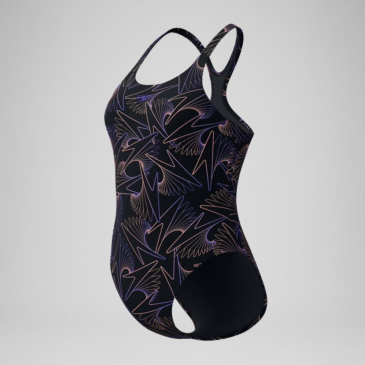 Speedo Hyperboom Medalist Allover Print Swimsuit Black/Peach