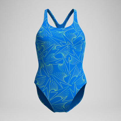 Speedo Hyperboom Medalist Allover Print Swimsuit Blue