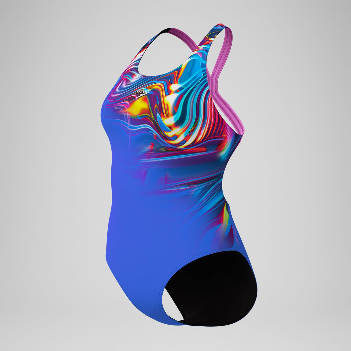 Speedo Club Training Placement Powerback Swimsuit Blue/Pink