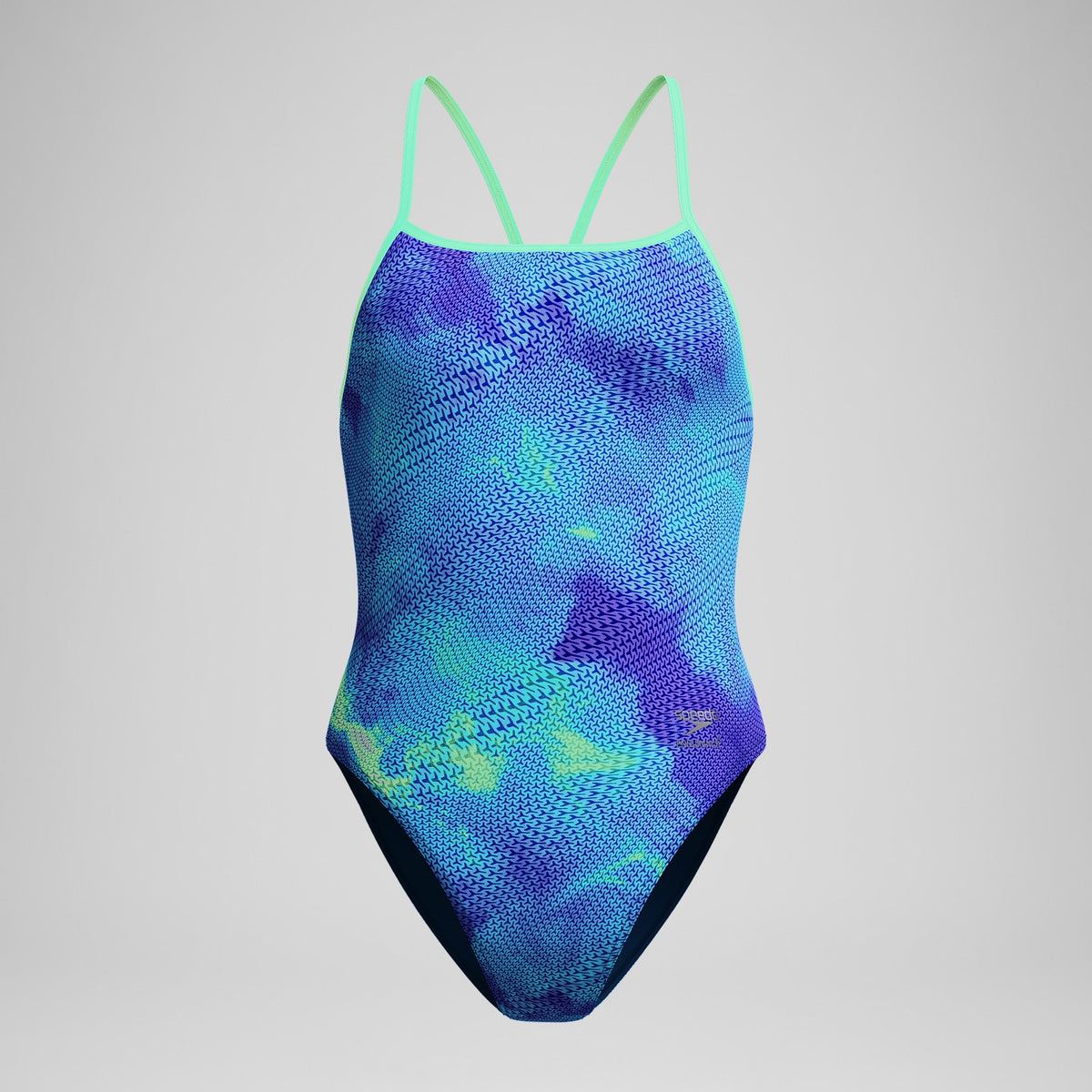 Speedo Club Training Printed Turnback Swimsuit Blue