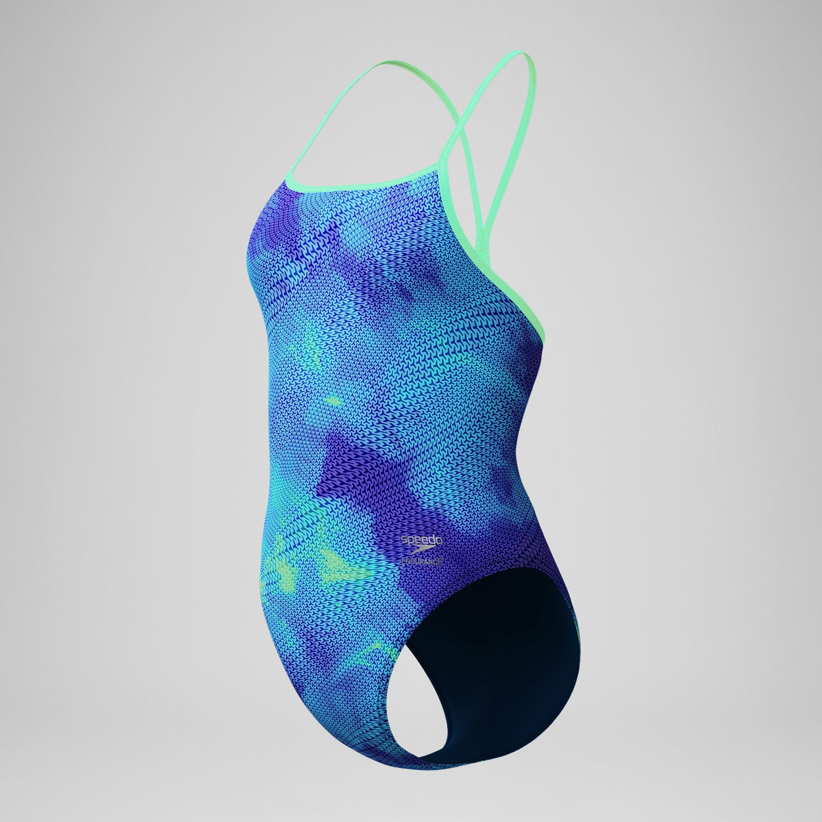 Speedo Club Training Printed Turnback Swimsuit Blue